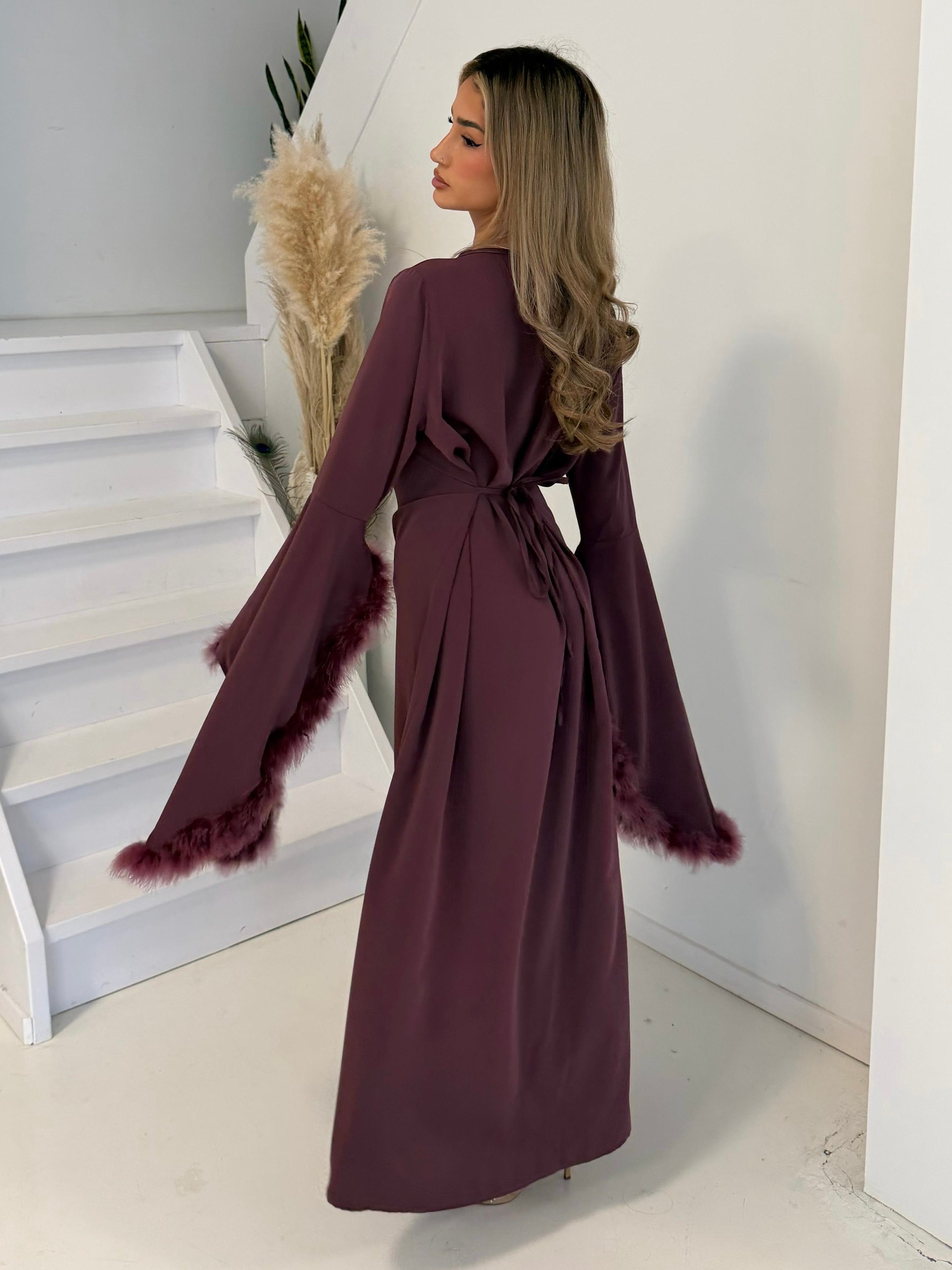 Jurk met veren | Mauve