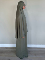 Soft 2 piece dress + khimar | Khaki