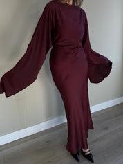 Satin dress browni bordo