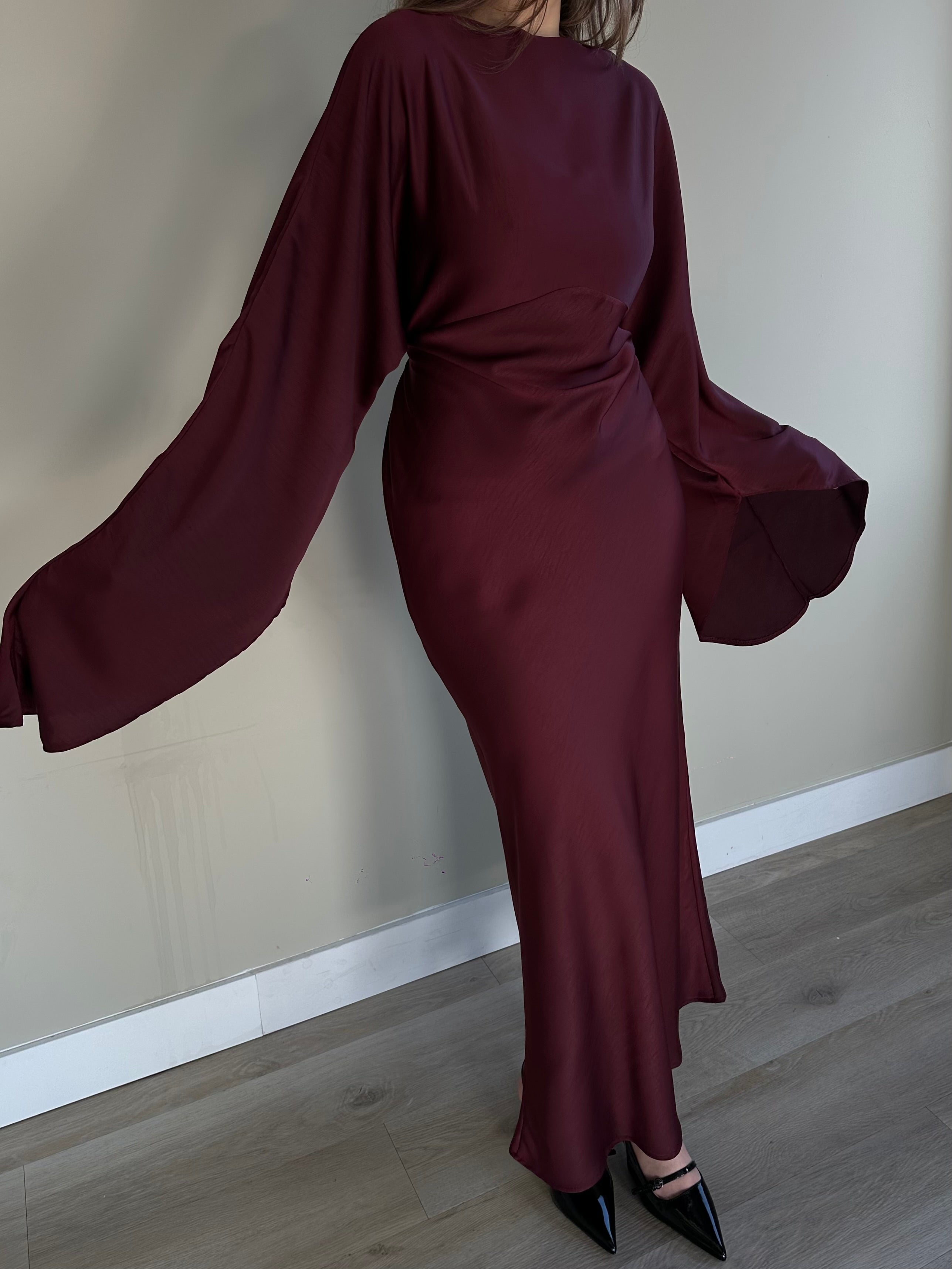 Satin dress browni bordo