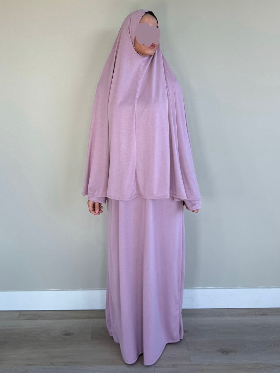Soft 2 piece dress + khimar | Pink