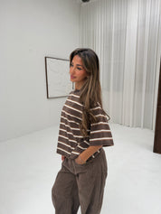Open back tee brown
