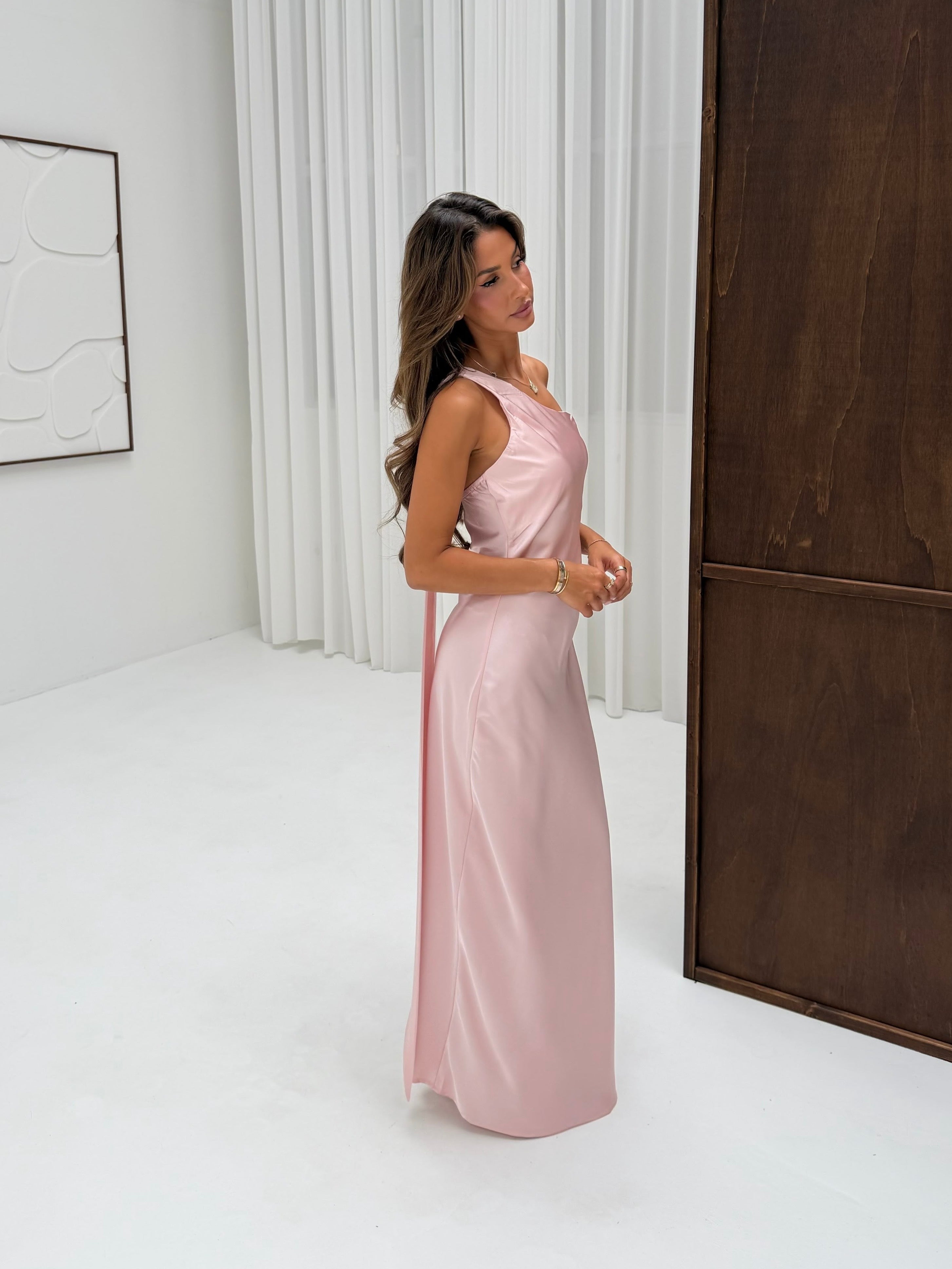 Pink satin dress