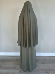 Soft 2 piece dress + khimar | Khaki