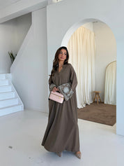 Premium diamond abaya | Brown