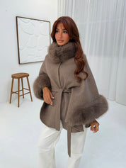 Faux fur wool coat