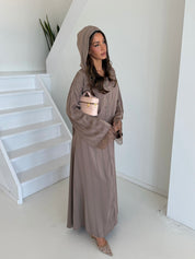 Premium hooded abaya | Taupe