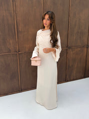 Dress with cape cream
