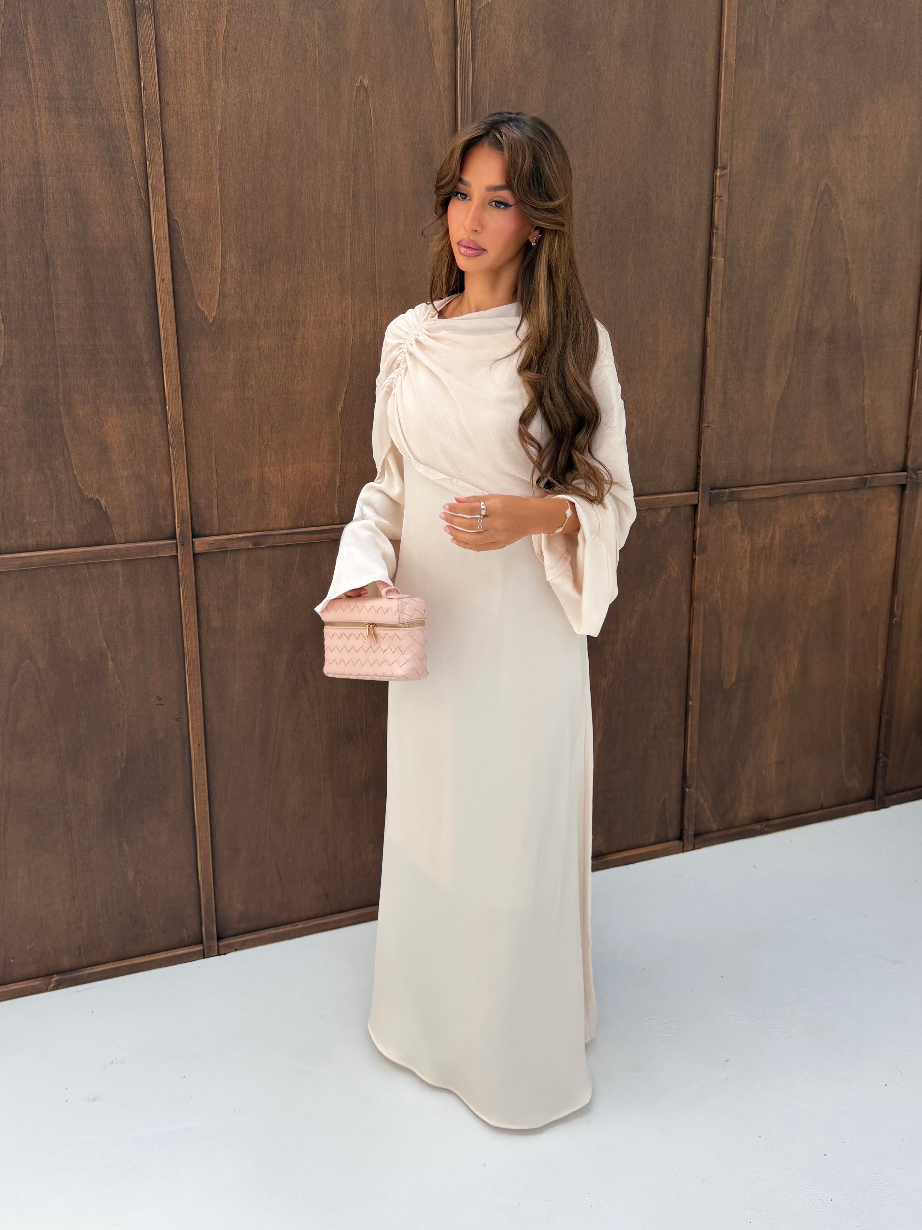 Dress with cape cream