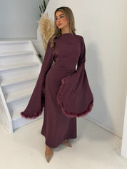 Jurk met veren | Mauve