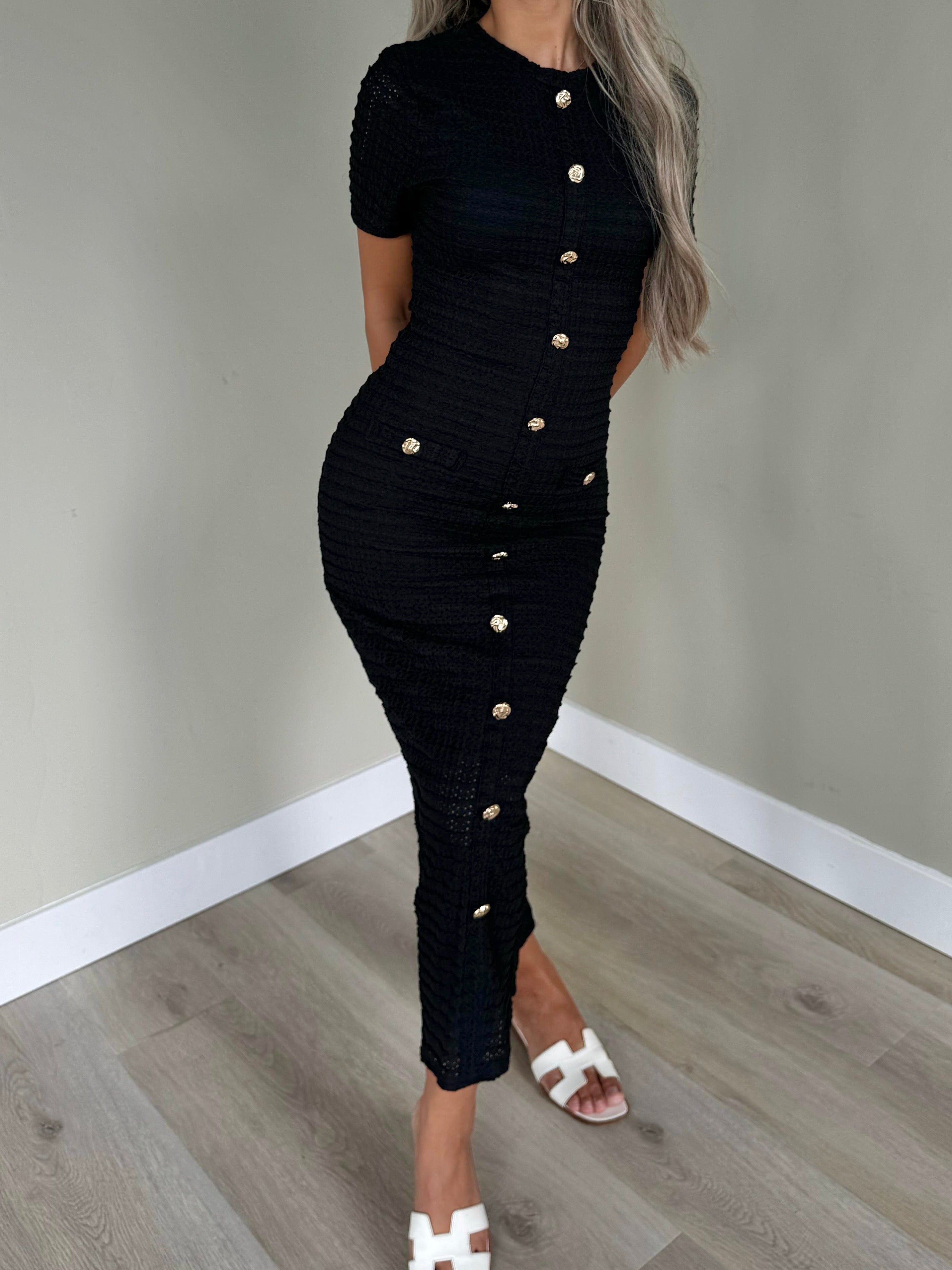Tweed dress black long