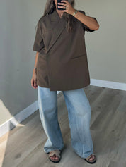 Short sleeve blazer brown