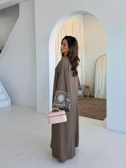 Premium diamond abaya | Brown
