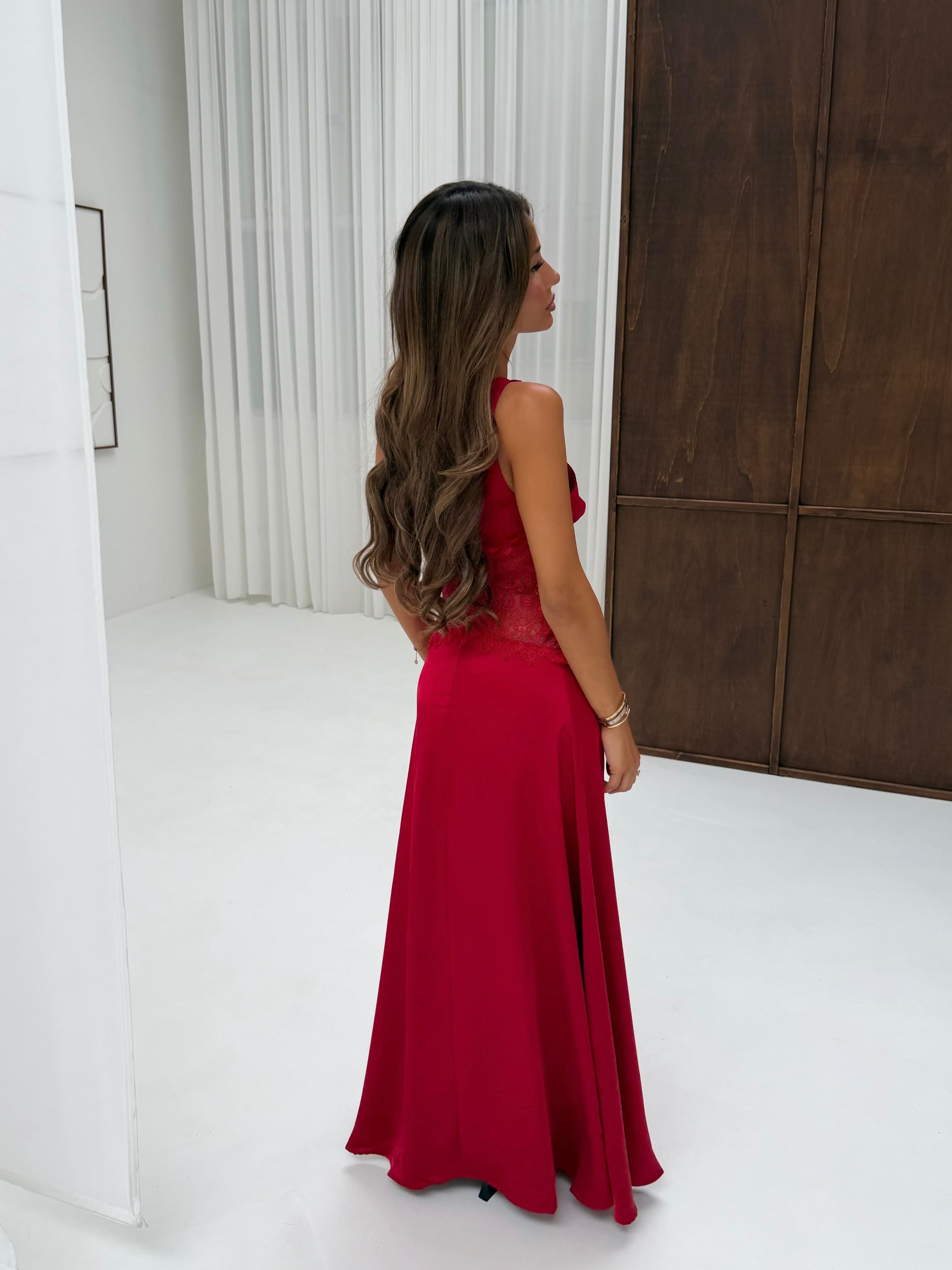 Red lace dress