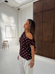 Polka dot top | Brown