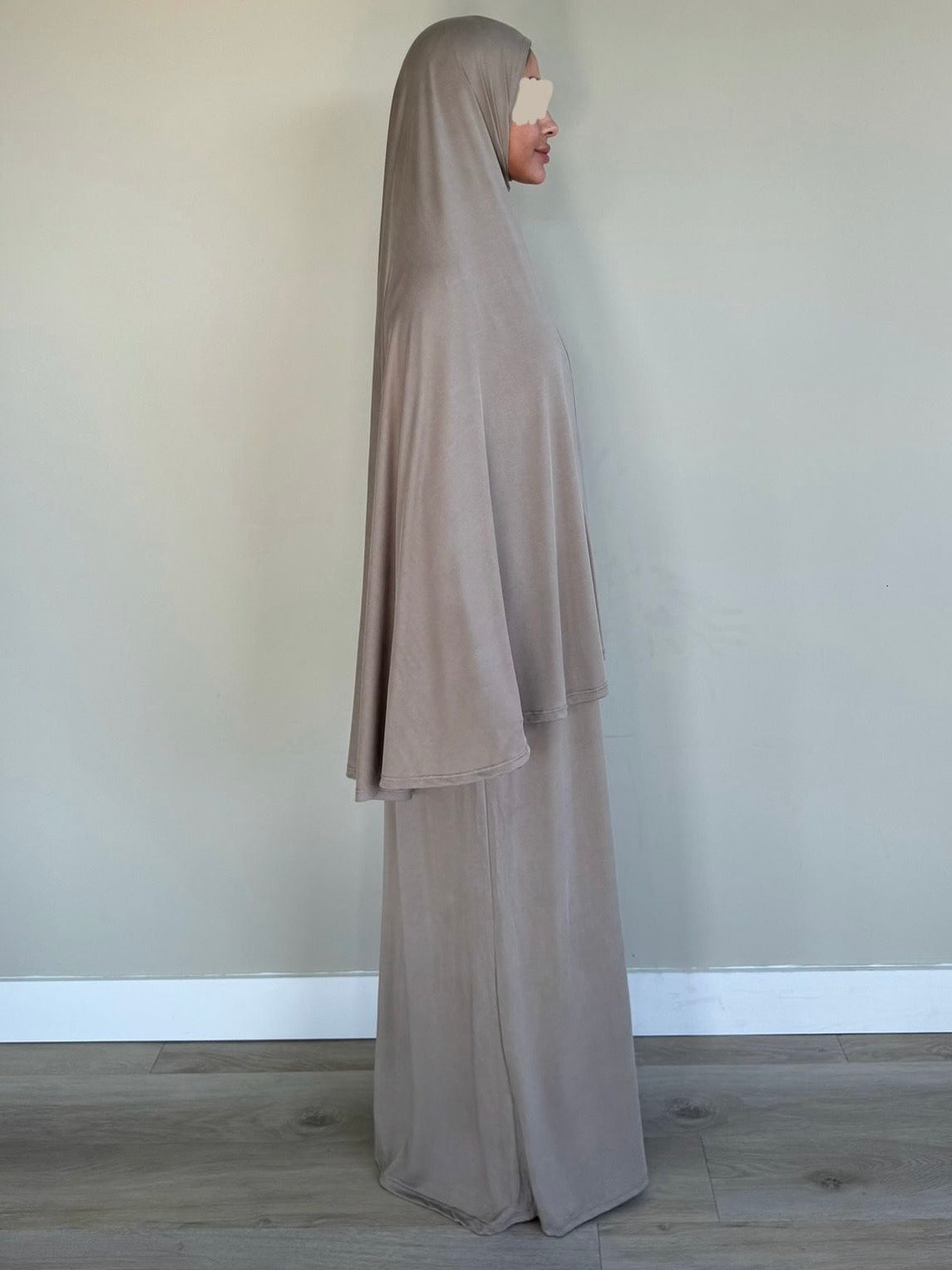 Soft 2 piece dress + khimar | Stone