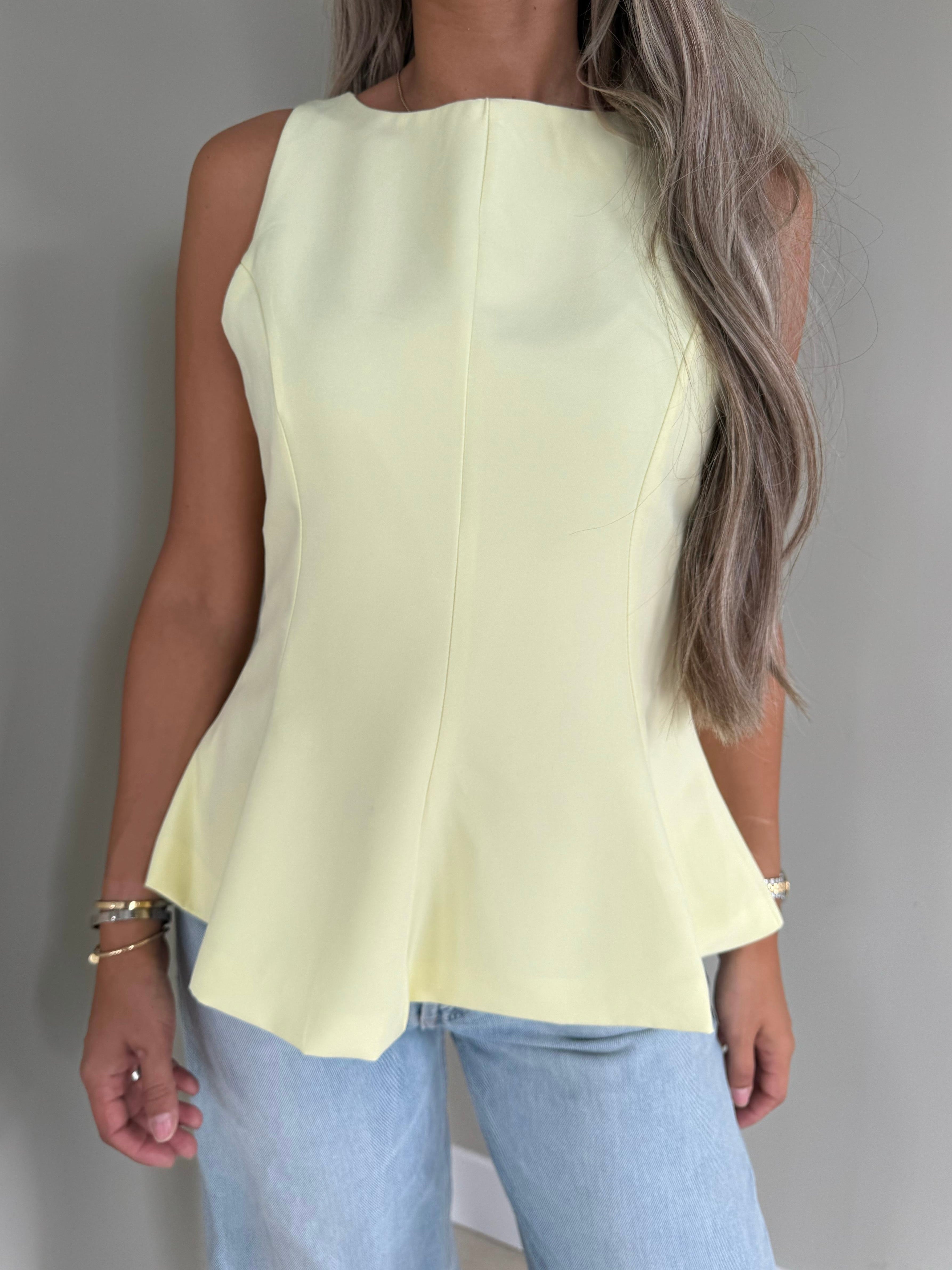 Halter top with pleats butter yellow