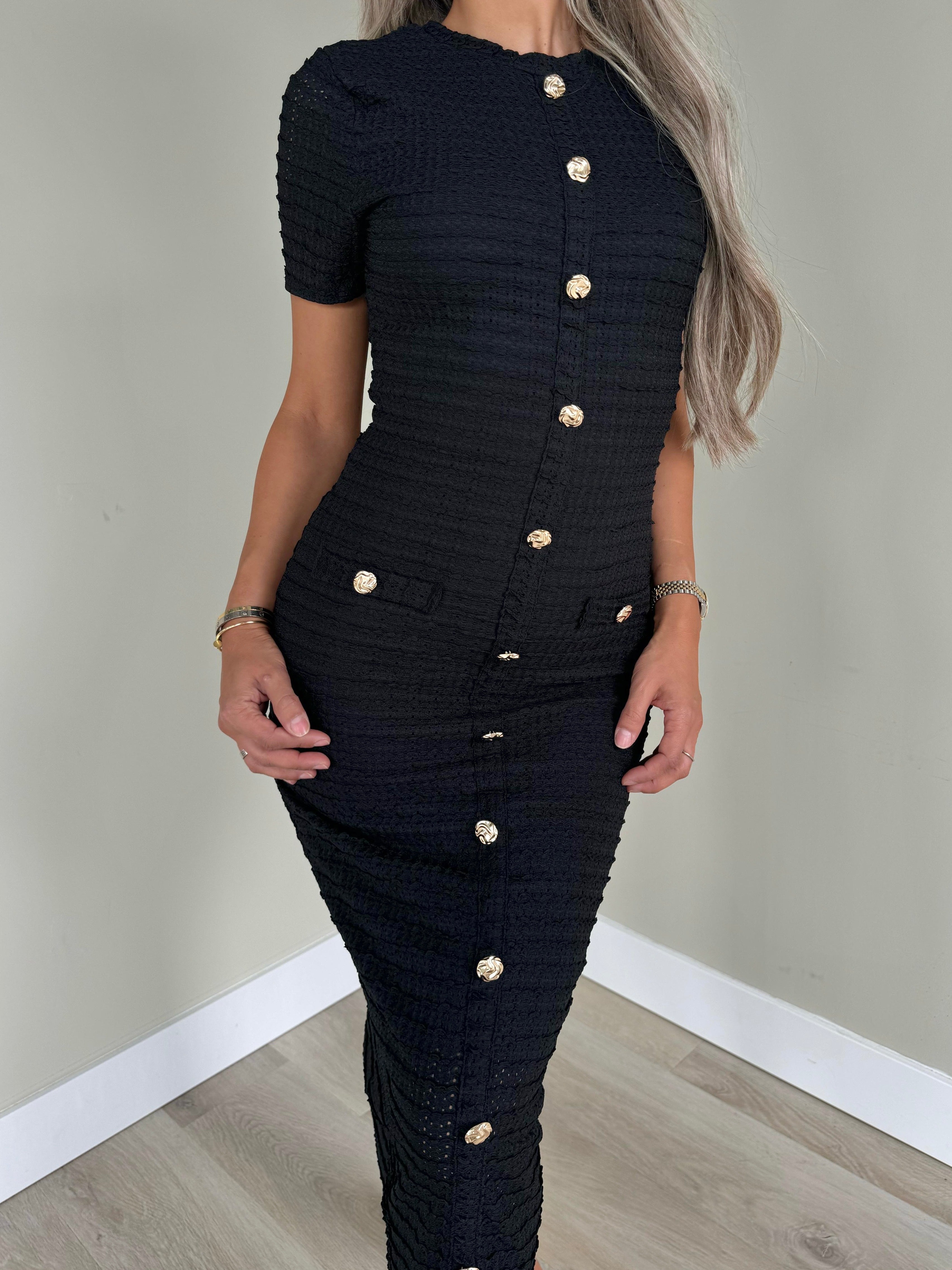 Tweed dress black long