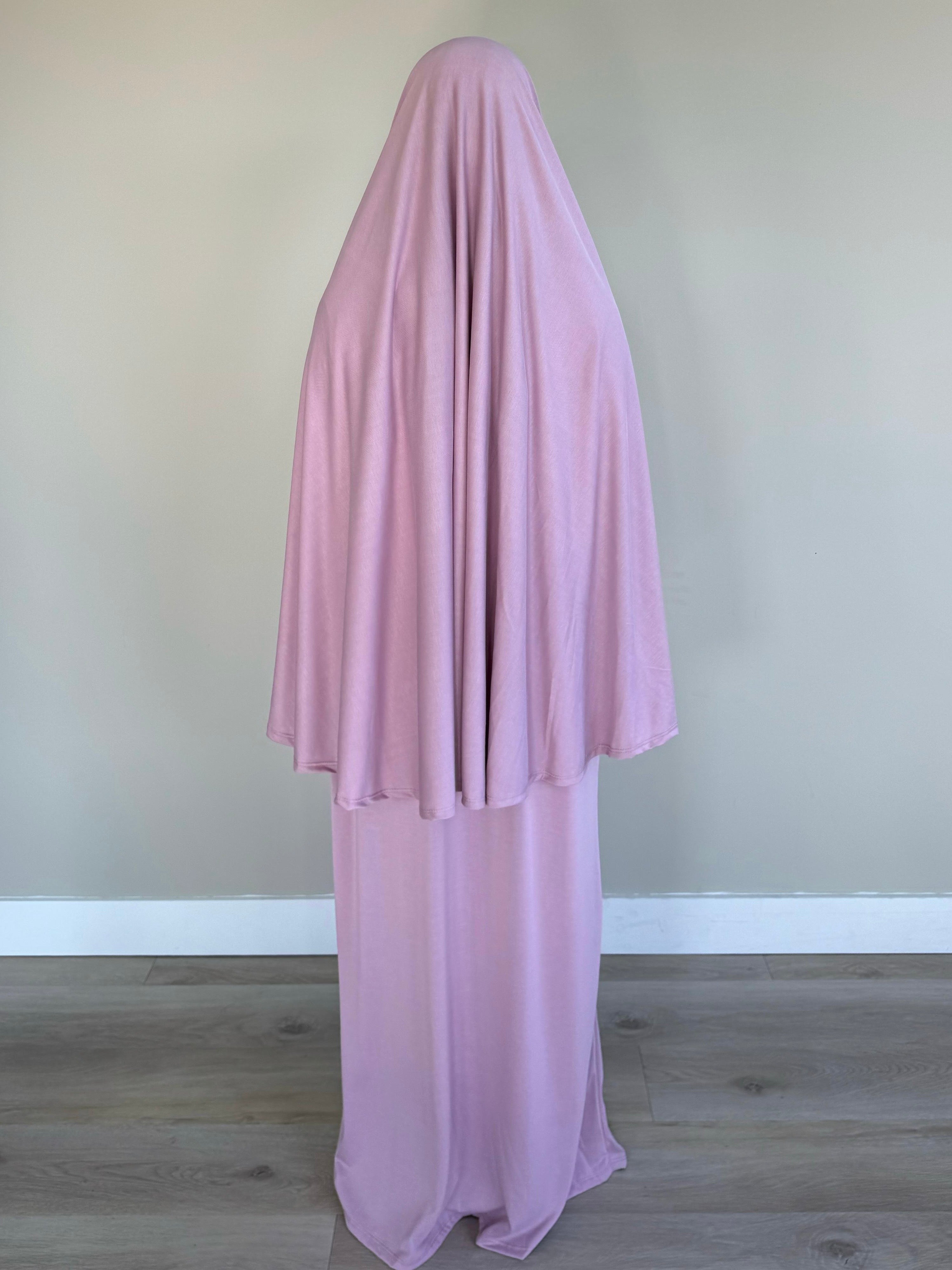 Soft 2 piece dress + khimar | Pink