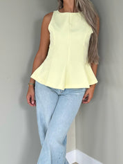 Halter top with pleats butter yellow