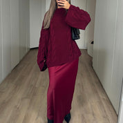 SATIN SKIRT BORDO