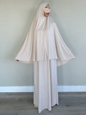 Soft 2 piece dress + khimar | Creme