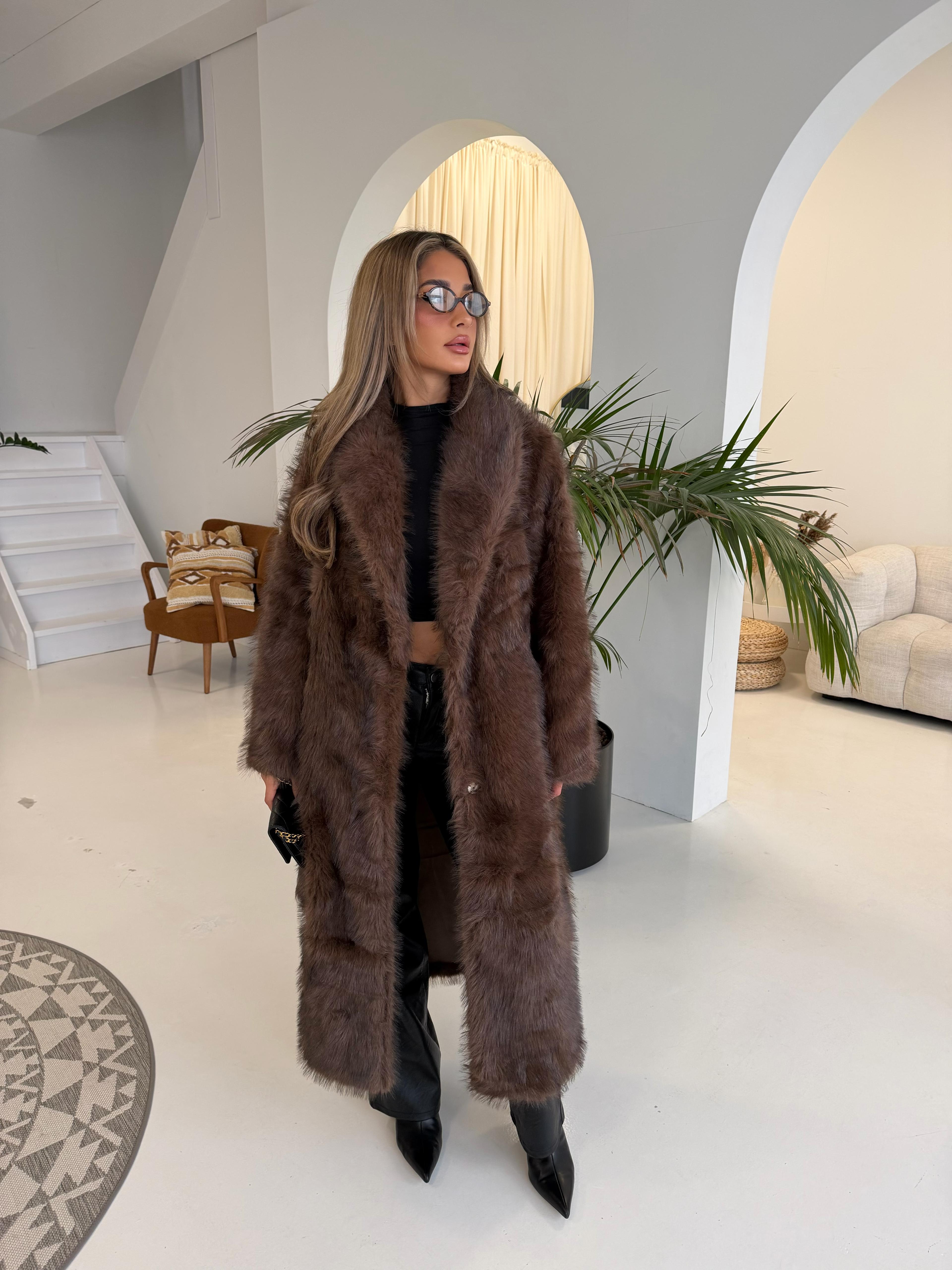 Faux fur coat Brown