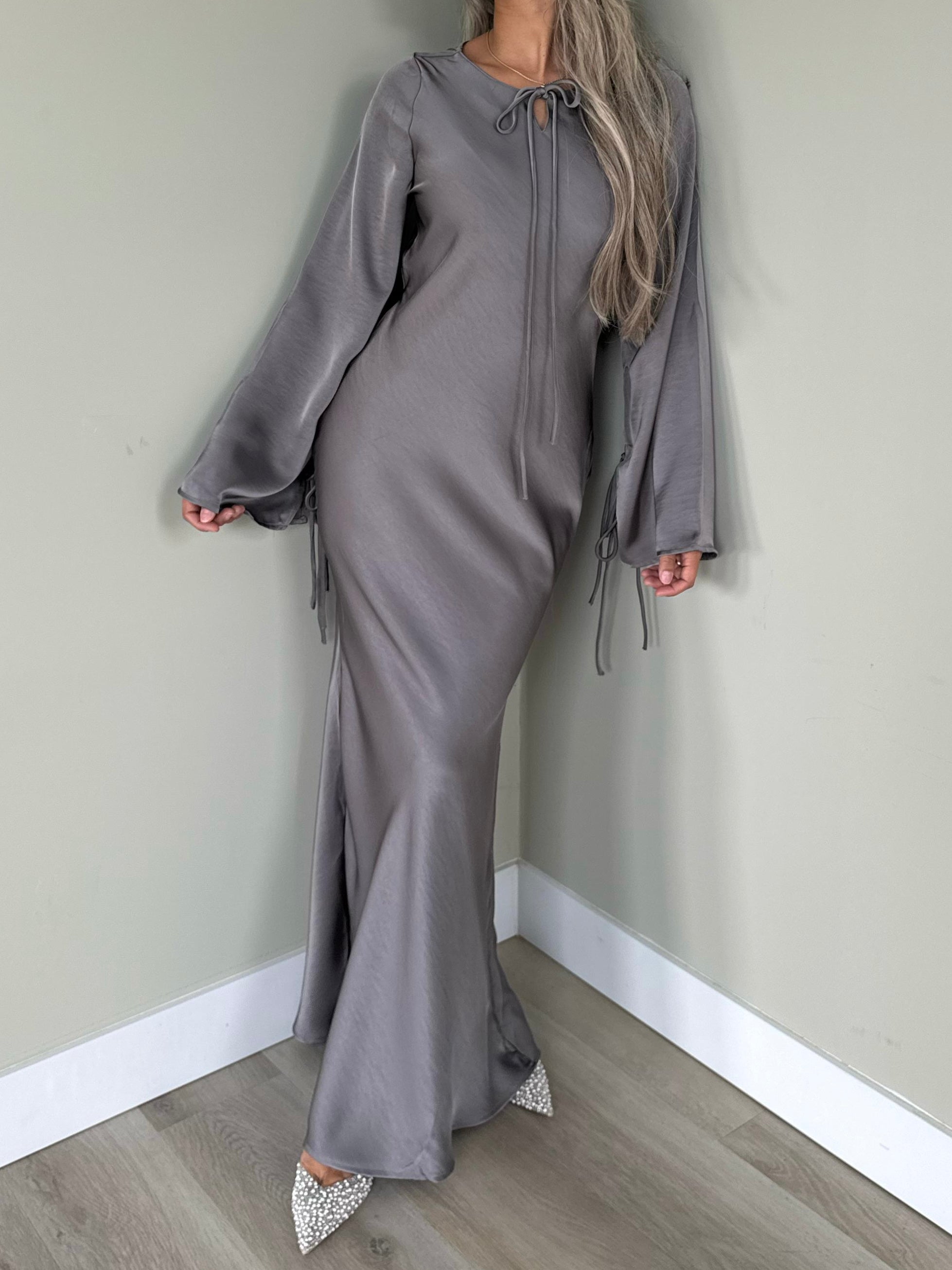 Satin dress grey