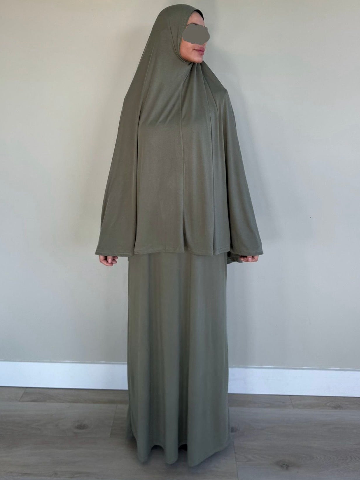 Soft 2 piece dress + khimar | Khaki