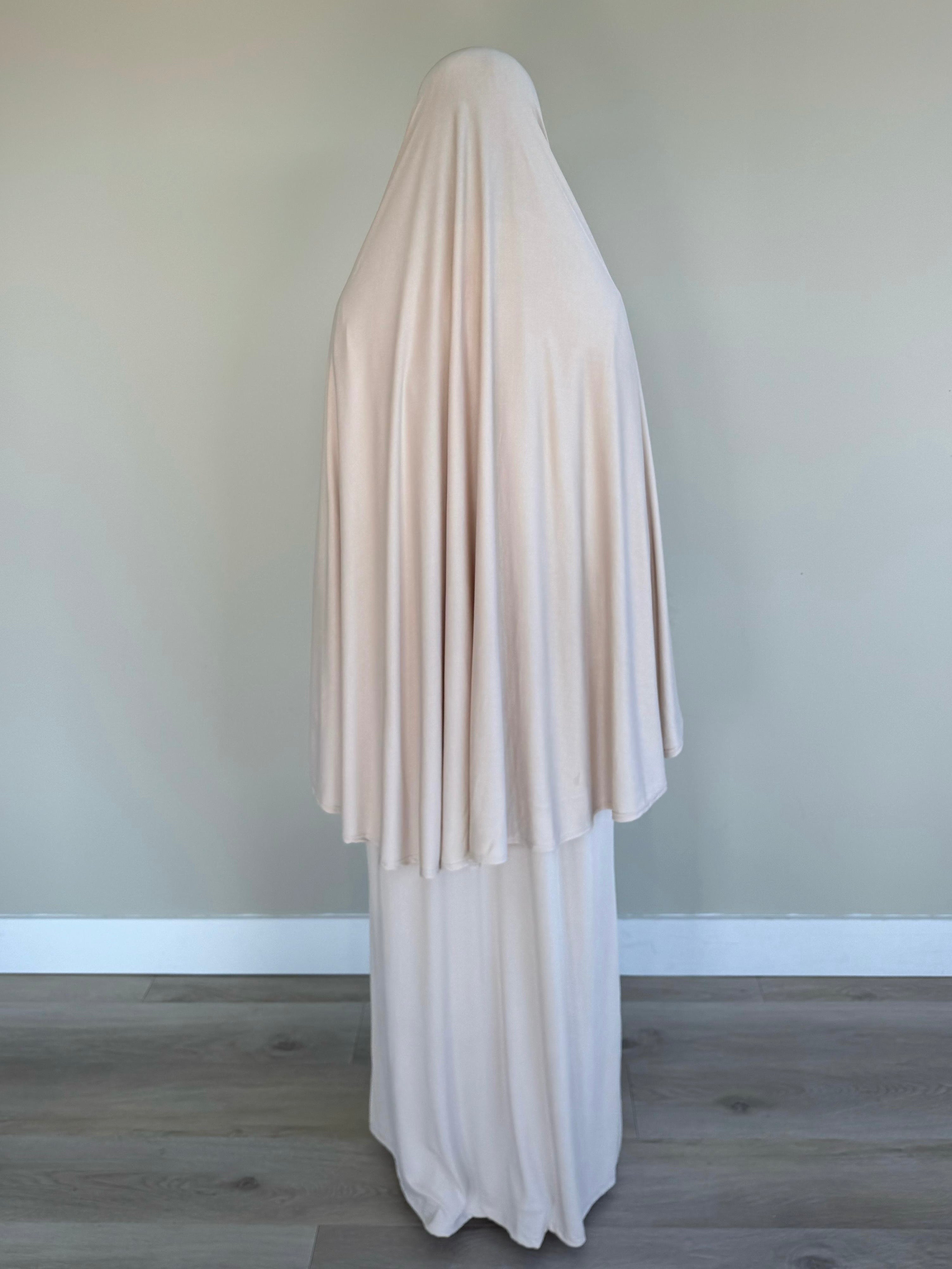 Soft 2 piece dress + khimar | Creme