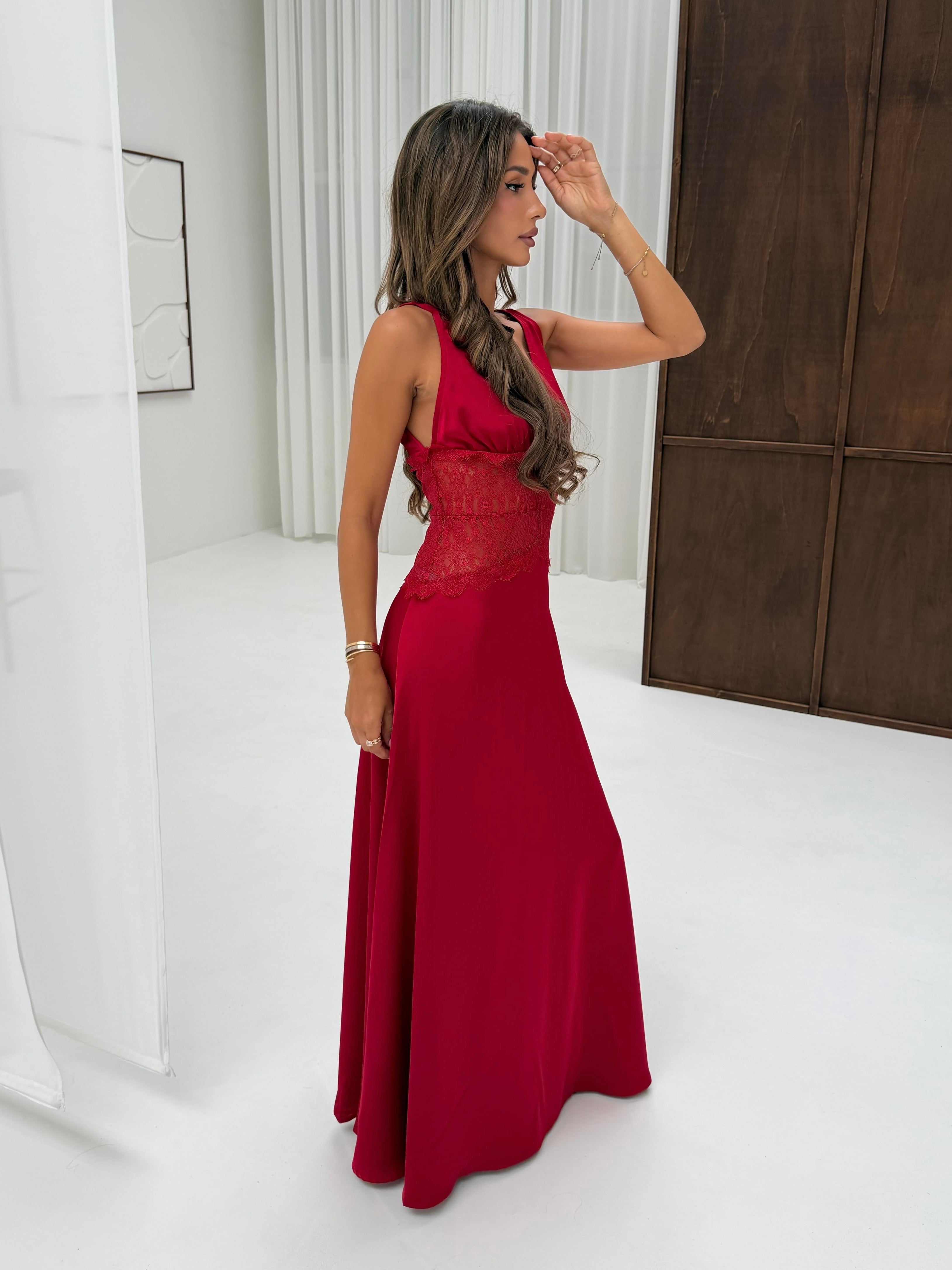 Red lace dress
