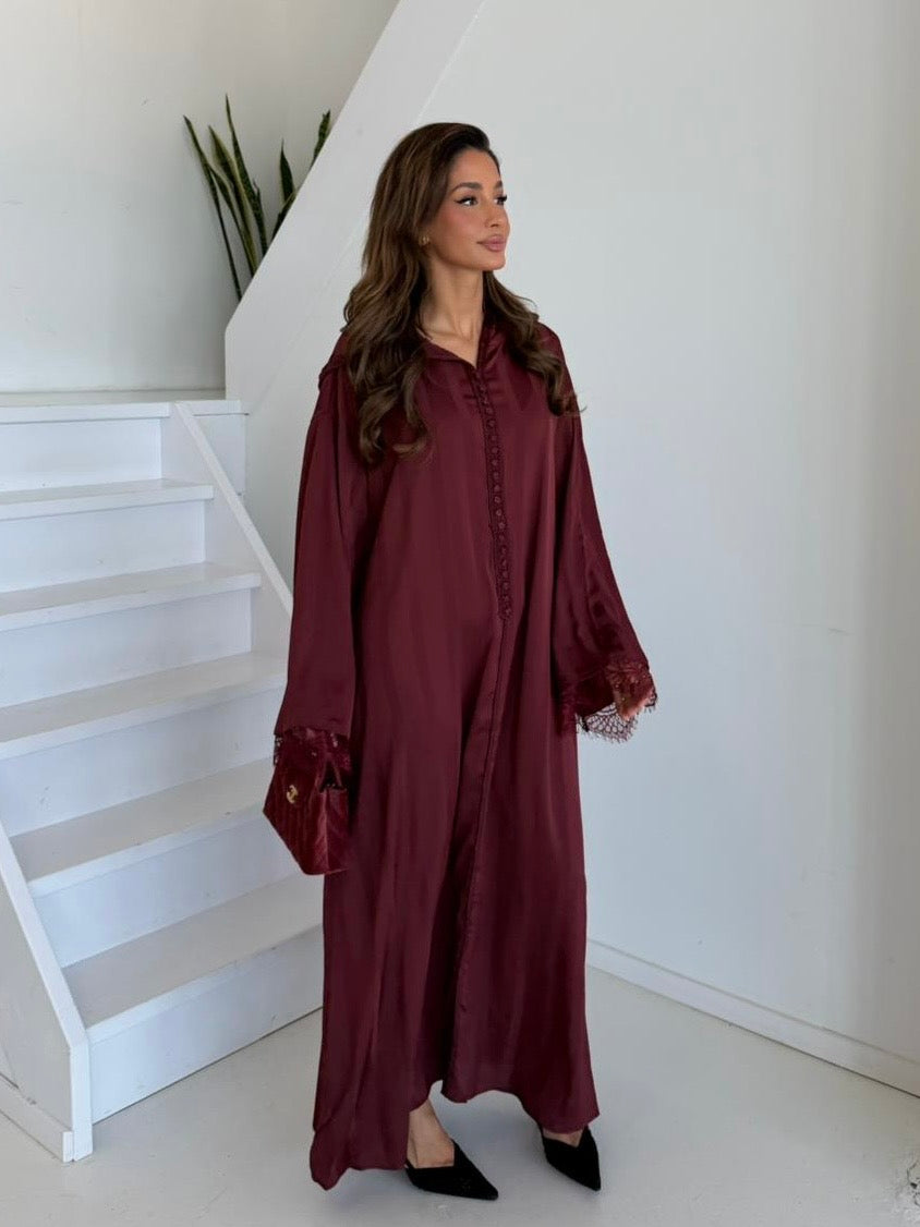 Premium abaya hooded | Bordo
