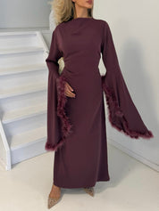 Jurk met veren | Mauve