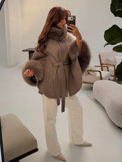 Faux fur wool coat