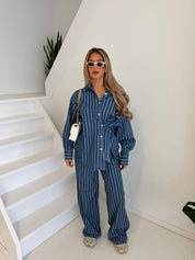 Denim set | striped blue