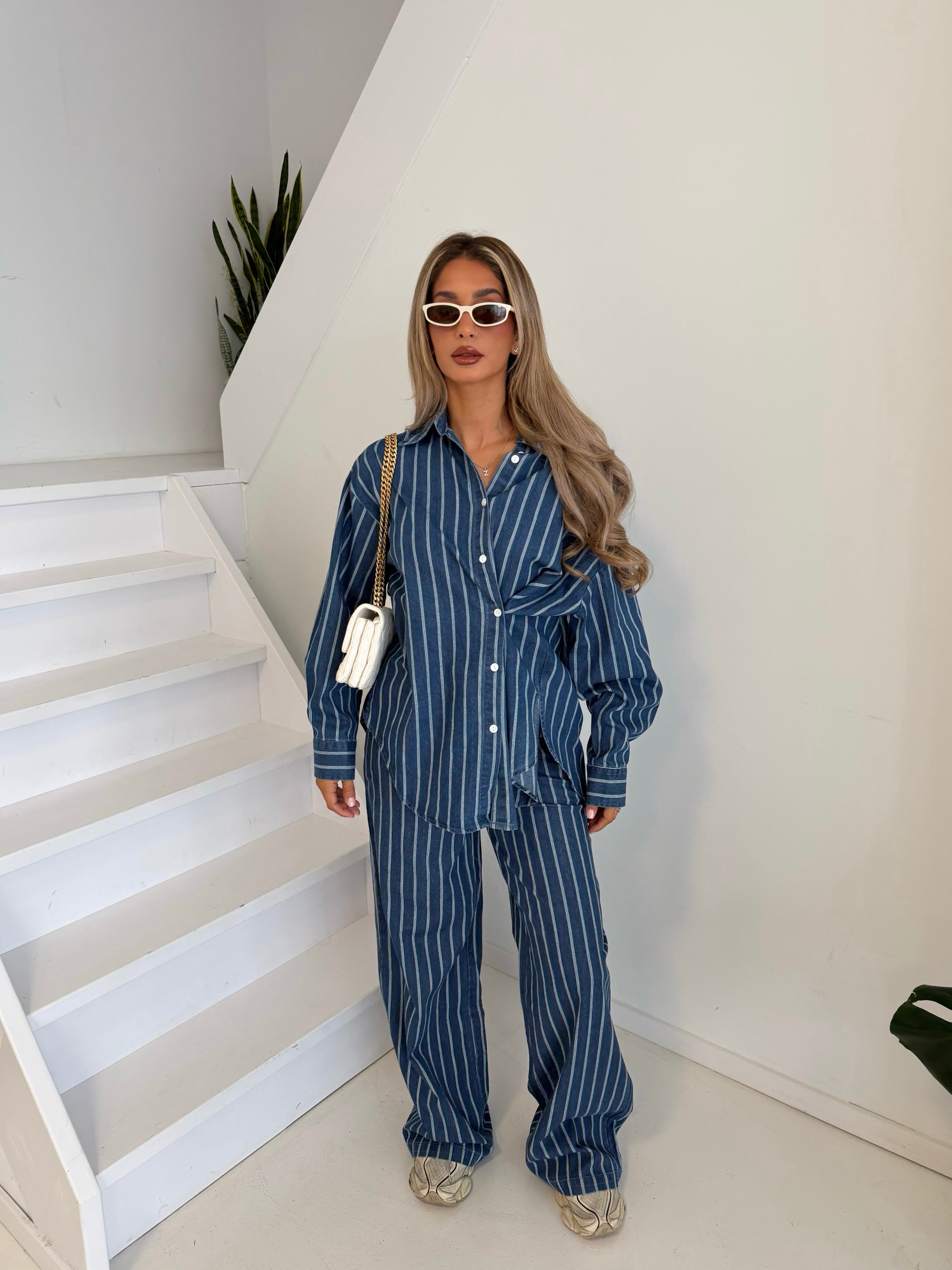 Denim set | striped blue