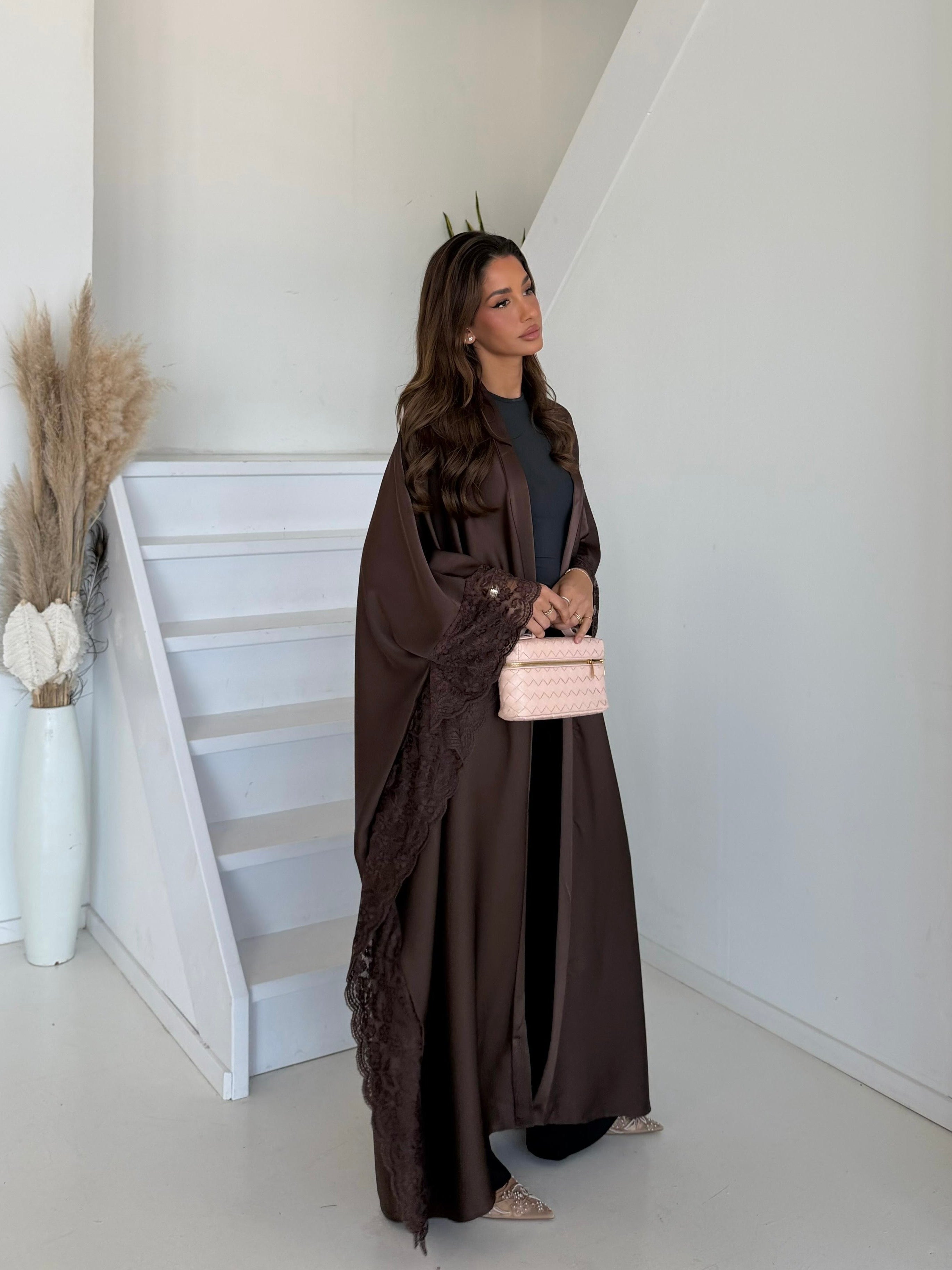 Premium lace kimono | Brown