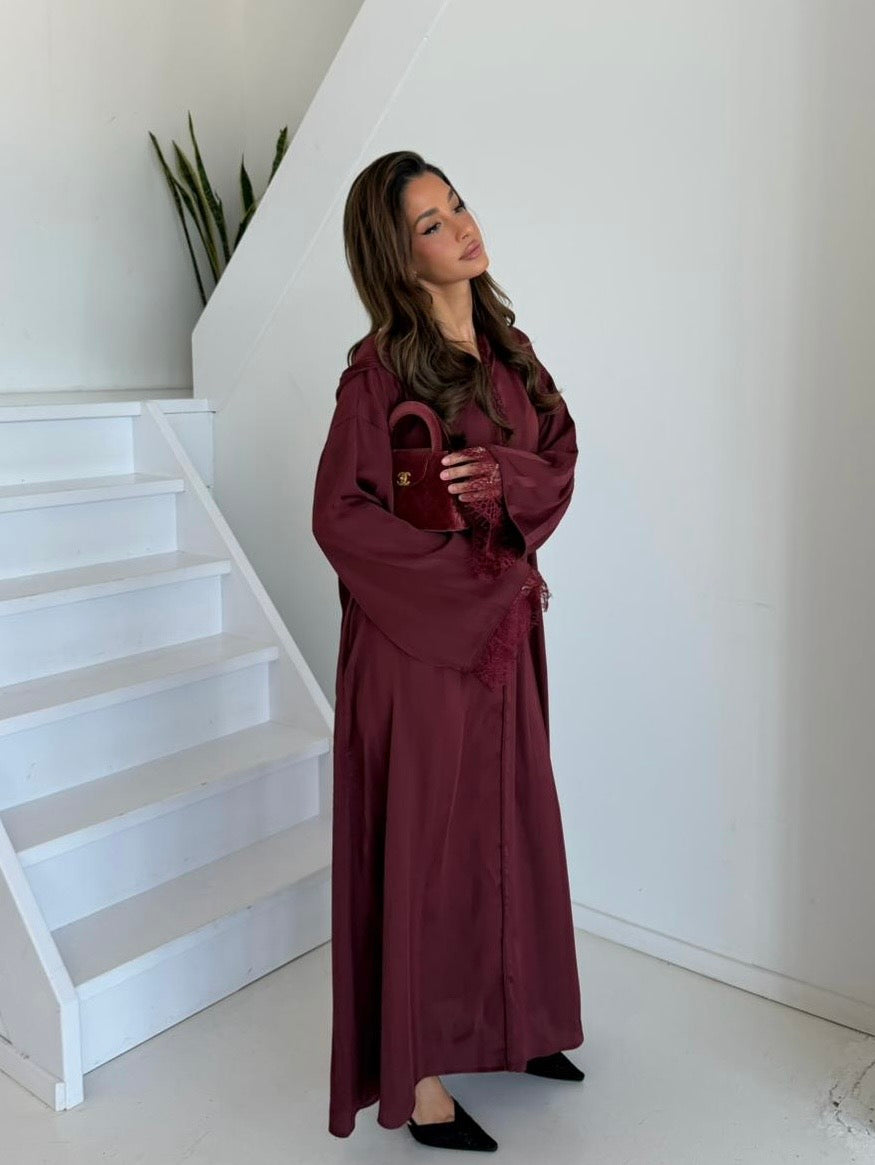 Premium abaya hooded | Bordo