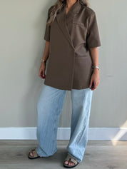 Short sleeve blazer brown