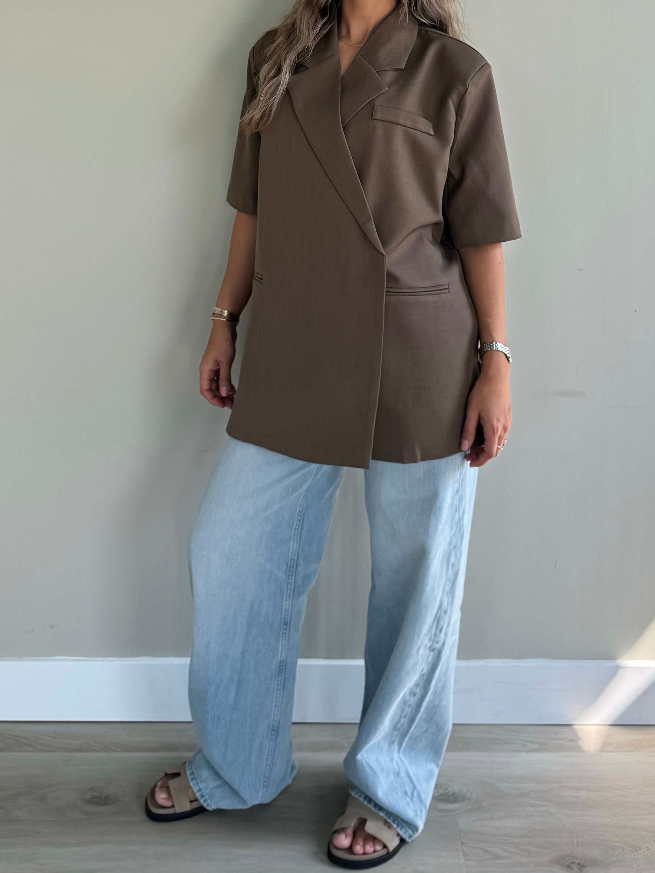 Short sleeve blazer brown