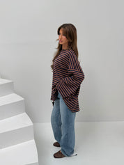 Lana Oversized striped brown