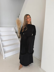 Jurk met veren | Zwart