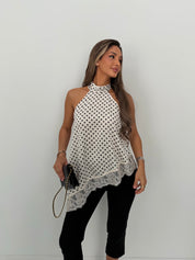 Polka dot satin top