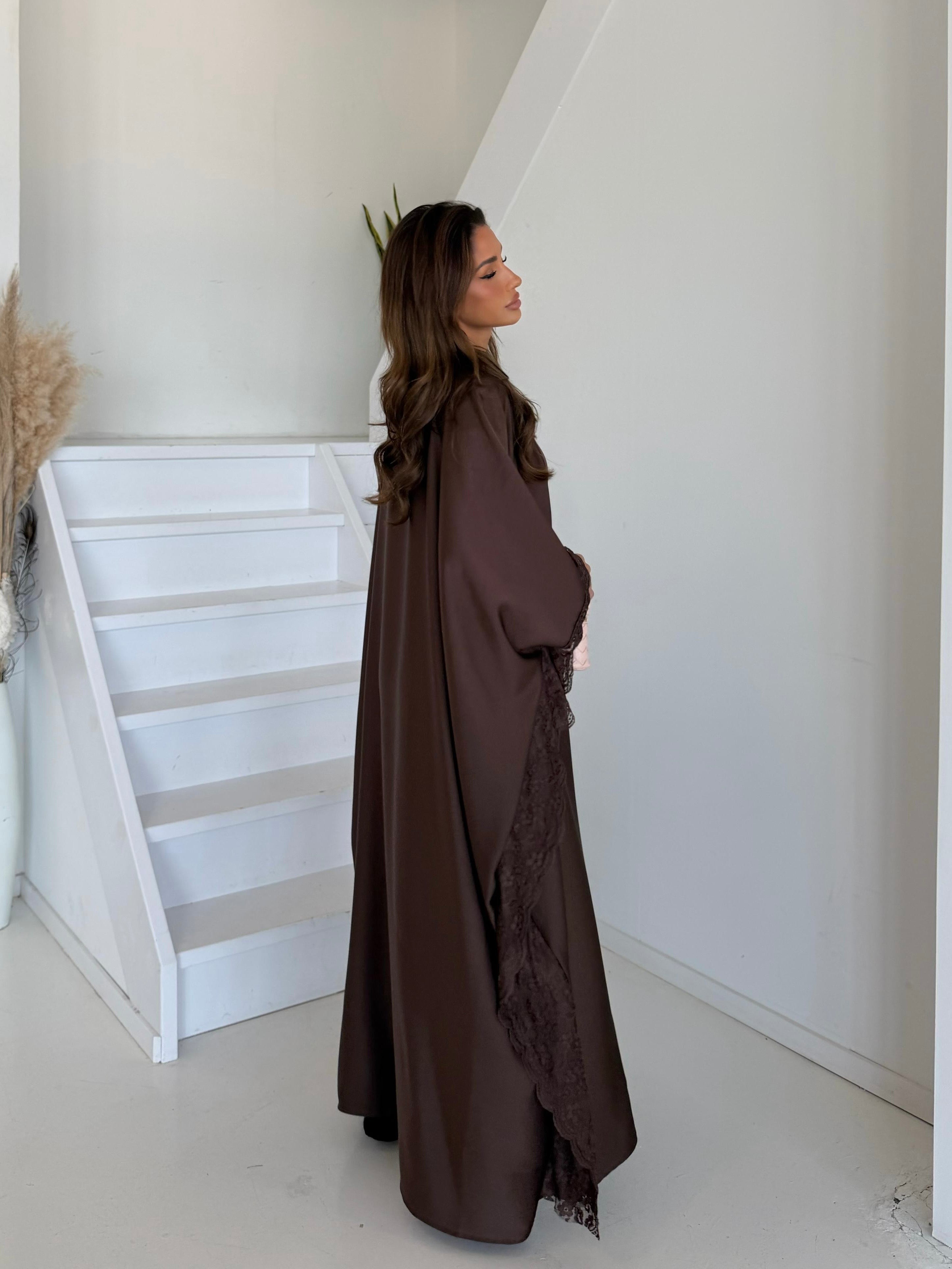 Premium lace kimono | Brown