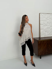 Polka dot satin top