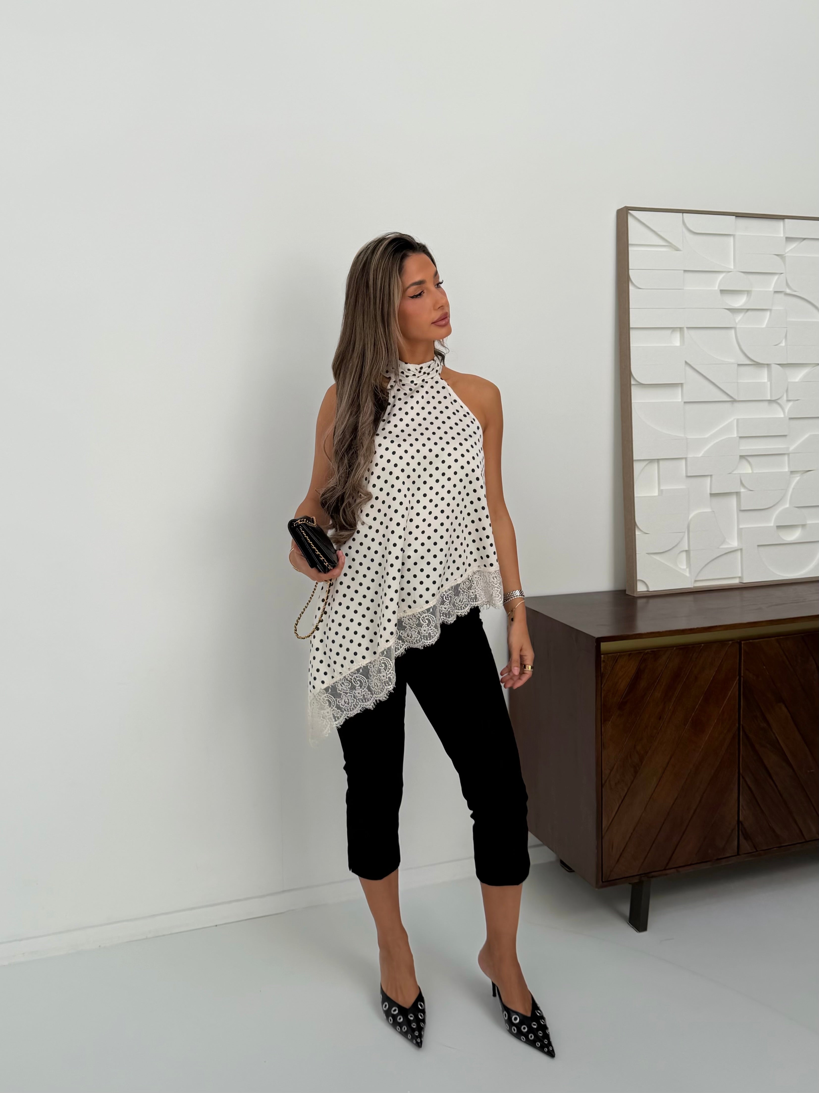 Polka dot satin top