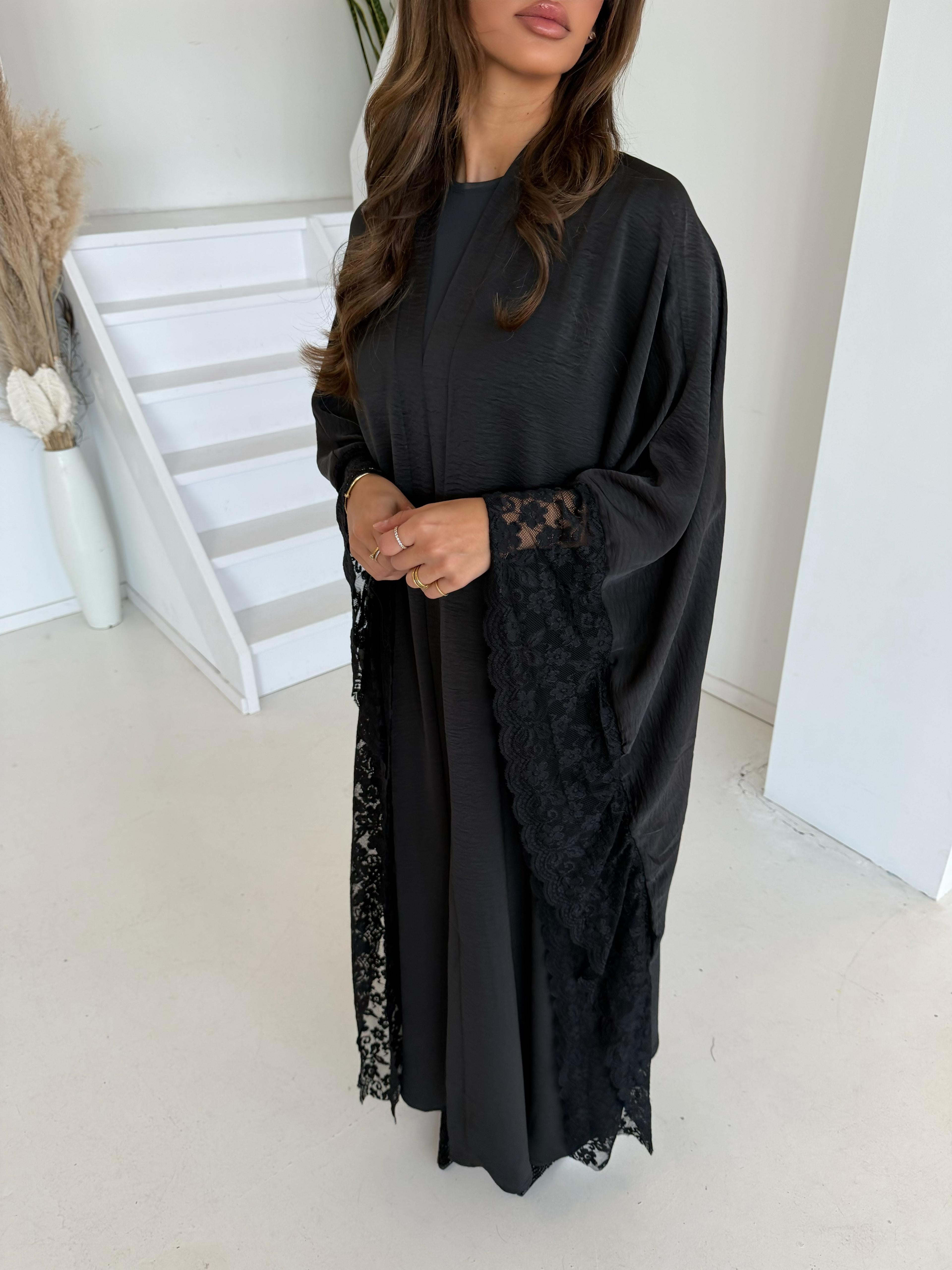 Premium lace kimono | Black