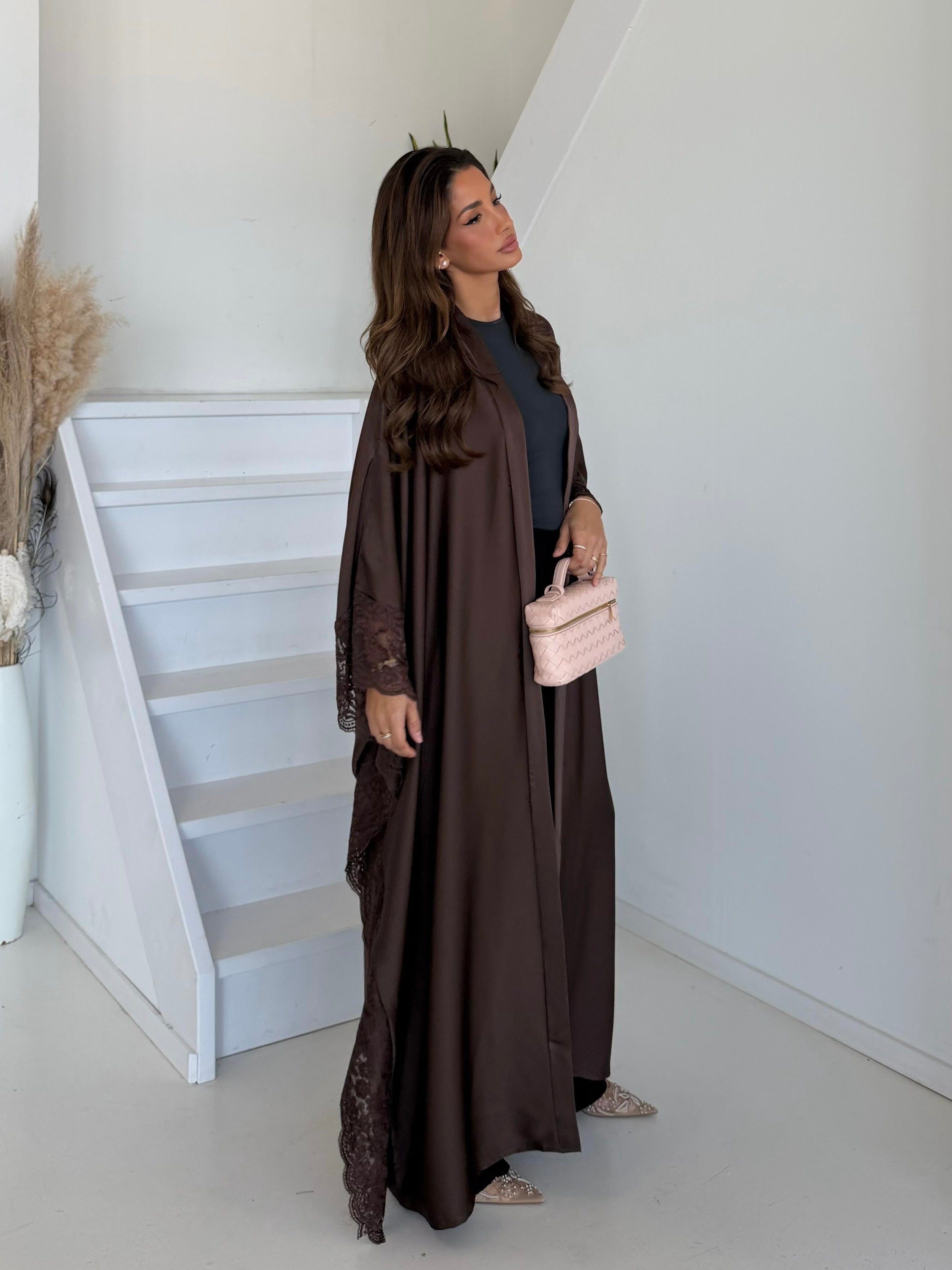 Premium lace kimono | Brown