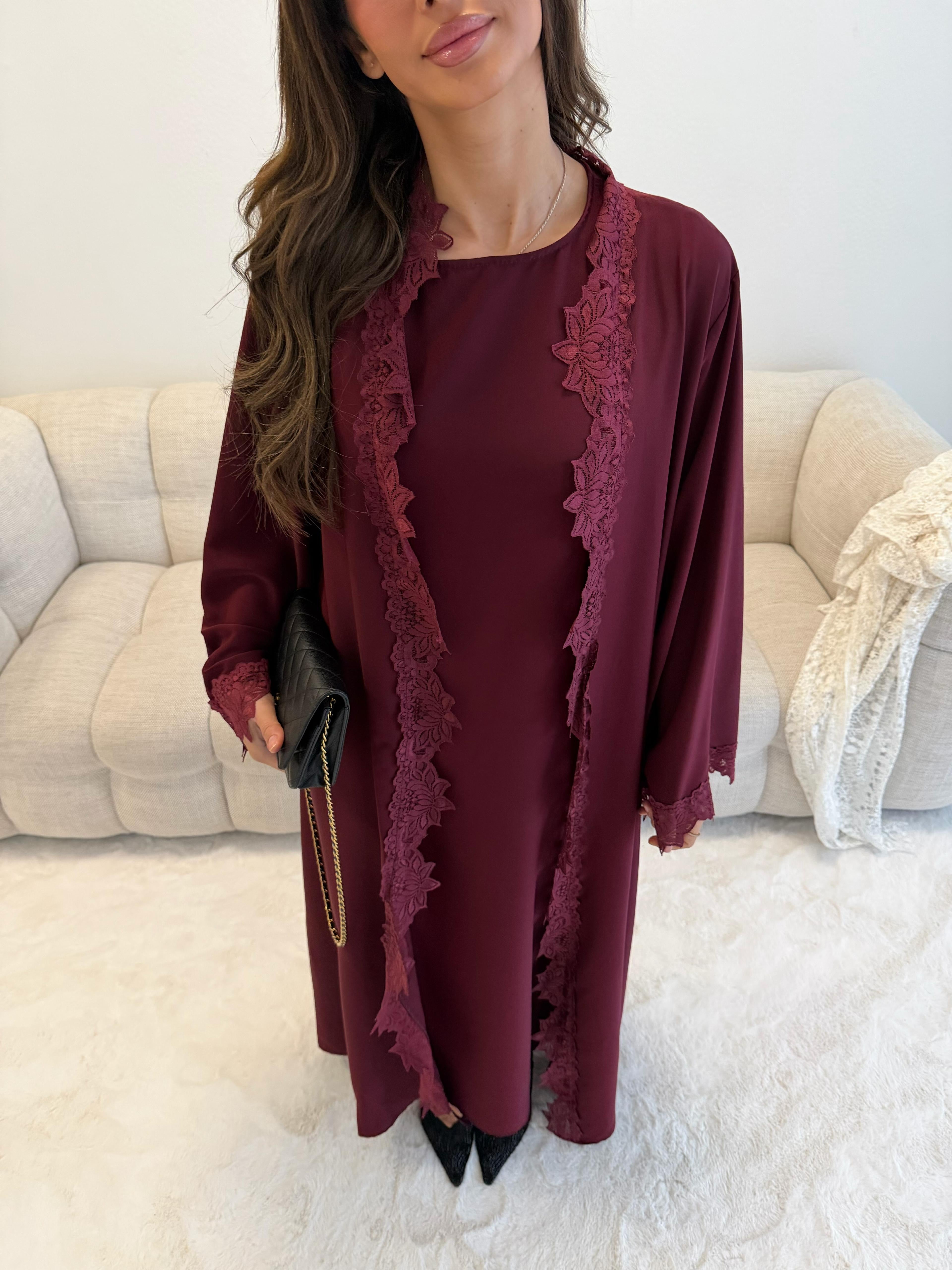 Abaya lace | Bordeaux