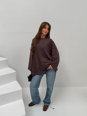 Lana Oversized striped brown